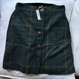 Madewell Plaid Button-Front Skirt - Green